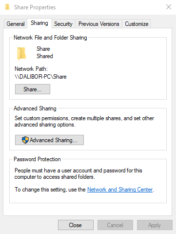 Share folder on Windows
